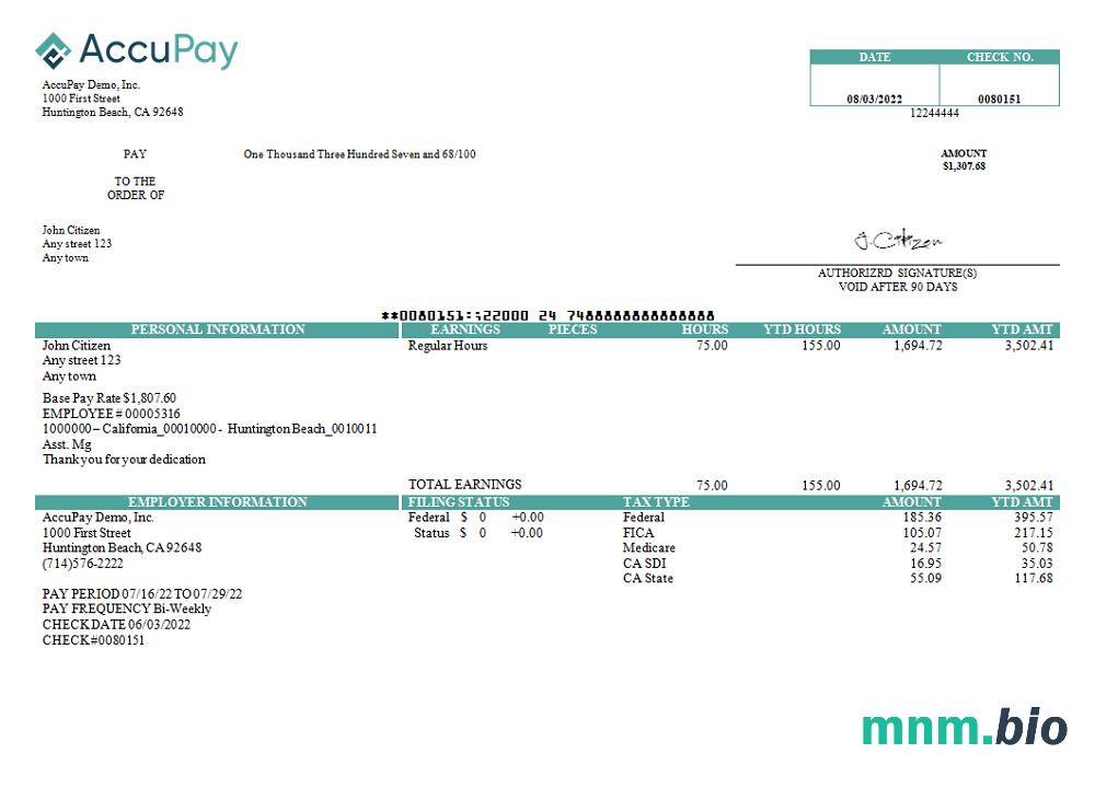 USA Accupay Demo Inc. firma płacowa